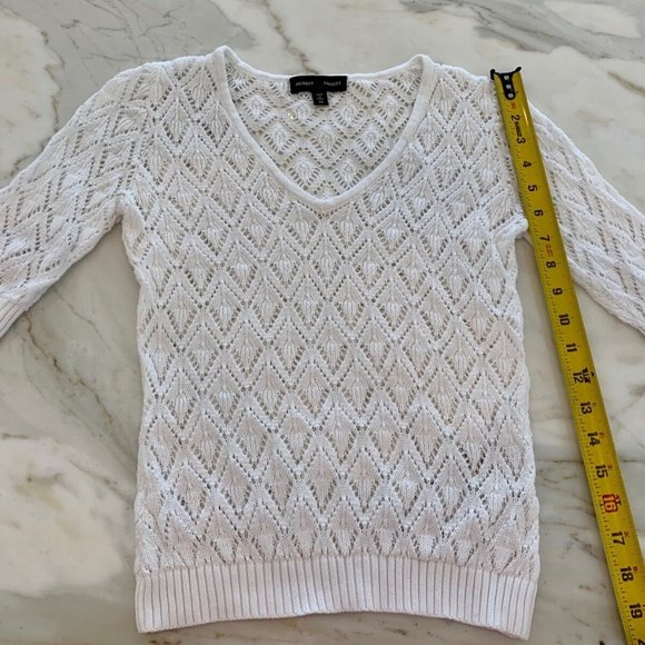 AUDREY TALBOTT WHITE V-NECK KNIT SOFT SWEATER XS - Picture 13 of 15
